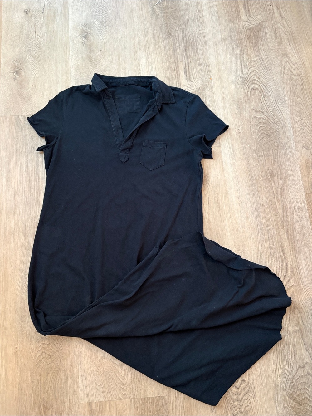 Frank & Eileen Emma Popover Henley Maxi Dress Medium Black Cotton minimalist - Picture 3 of 6